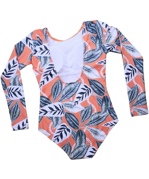 Rash Guards Women's One Piece Swimsuits Zip up Floral Long Sleeve Rash Guard Swimwear - Half - C9189R2QAQS