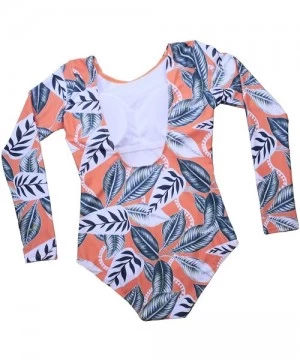 Rash Guards Women's One Piece Swimsuits Zip up Floral Long Sleeve Rash Guard Swimwear - Half - C9189R2QAQS