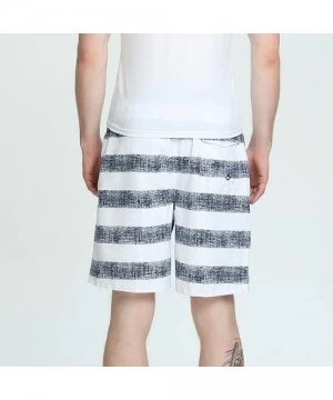 Board Shorts Mens Swim Trunks Quick Dry Board Shorts with Mesh Lining Swimwear Bathing Suits - Stripe White - C8199QUAEQI