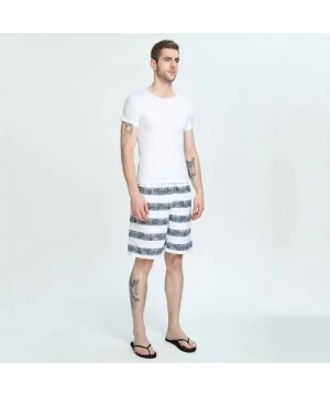 Board Shorts Mens Swim Trunks Quick Dry Board Shorts with Mesh Lining Swimwear Bathing Suits - Stripe White - C8199QUAEQI