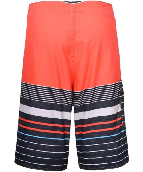 Board Shorts Men's Quick Dry Swim Trunks Colorful Stripe Beach Shorts with Mesh Lining - Orange - CB12IW67QNJ