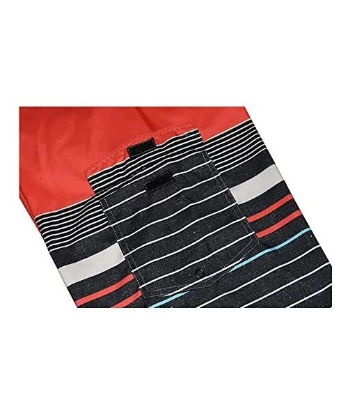 Board Shorts Men's Quick Dry Swim Trunks Colorful Stripe Beach Shorts with Mesh Lining - Orange - CB12IW67QNJ