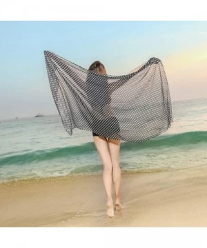 Cover-Ups Plus Size Chiffon Swimsuit Beach Cover Up Floral Print Sarong Wrap - Black - C018NM7490W