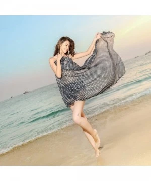 Cover-Ups Plus Size Chiffon Swimsuit Beach Cover Up Floral Print Sarong Wrap - Black - C018NM7490W