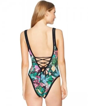 One-Pieces Women's Rocky One Piece Swimsuit with Strappy Back Detail - Selva Ribbed Black - CG1806TK28T