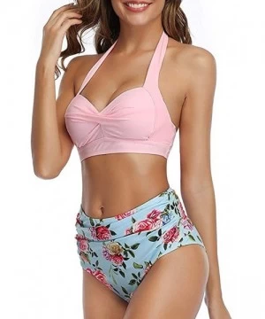 Sets Women's Bikini Swimsuit Two Piece Bathing Suit Top Ruffled Racerback High Waisted Tankini - C - CV199L0ADEU