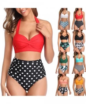 Sets Women's Bikini Swimsuit Two Piece Bathing Suit Top Ruffled Racerback High Waisted Tankini - C - CV199L0ADEU