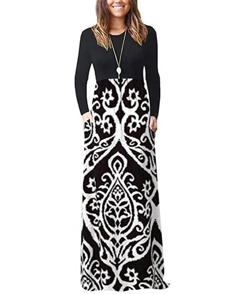 Bottoms Women's Print Maxi Tank Long Dress Casual Sleeve Dress - A-white - CN18X7G370G