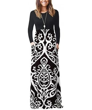 Bottoms Women's Print Maxi Tank Long Dress Casual Sleeve Dress - A-white - CN18X7G370G