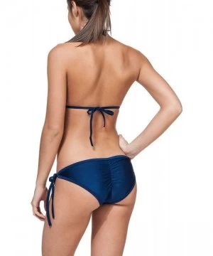 Sets Ladies' New Liquid or Shiny String Bikini 2 Piece Swimsuit - Navy - CC11K5NE8NJ