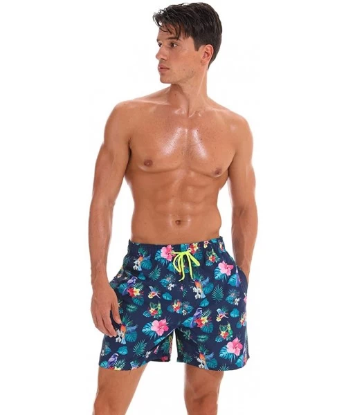 Board Shorts Summer Men's Quich Dry Swim Trunks Beach Board Shorts with Mesh Lining - Blue - C718R2OYL8Z