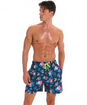 Board Shorts Summer Men's Quich Dry Swim Trunks Beach Board Shorts with Mesh Lining - Blue - C718R2OYL8Z