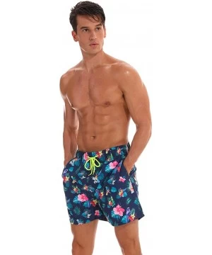 Board Shorts Summer Men's Quich Dry Swim Trunks Beach Board Shorts with Mesh Lining - Blue - C718R2OYL8Z