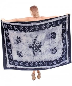 Cover-Ups Womens Plus Size Sarong Beach Blanket Pareo Wrap Skirt Tie Hand Batik A - Navy Blue_q580 - CW12NB7S7XI