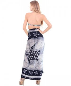 Cover-Ups Womens Plus Size Sarong Beach Blanket Pareo Wrap Skirt Tie Hand Batik A - Navy Blue_q580 - CW12NB7S7XI