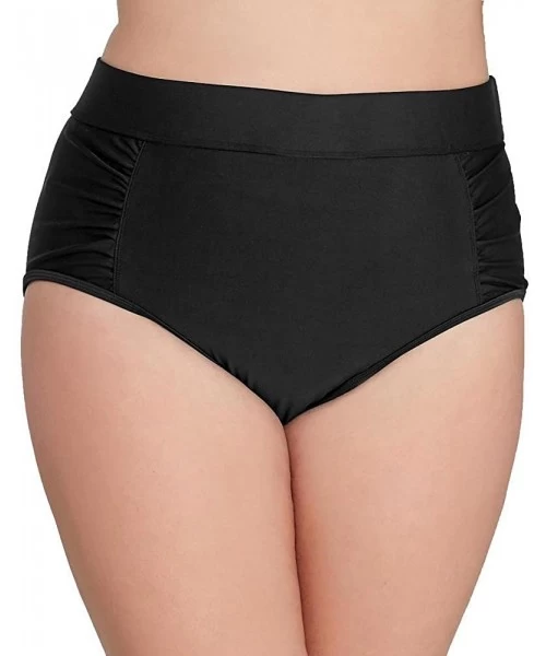 Bottoms Women's Plus-Size Waverly High Waist Bikini Bottom Swimsuit - Black - CV12NZU0VS6