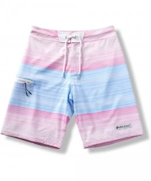 Board Shorts The Boardshort - Fully Lined Premium Men's Swimwear - Pink Blue Stripe - C2186788KDY