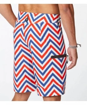 Board Shorts The Boardshort - Fully Lined Premium Men's Swimwear - Pink Blue Stripe - C2186788KDY