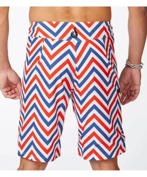 Board Shorts The Boardshort - Fully Lined Premium Men's Swimwear - Pink Blue Stripe - C2186788KDY