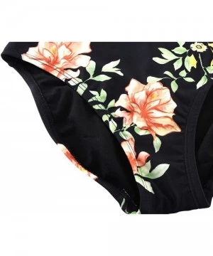 One-Pieces Women's One Piece Swimwear Front Crossover Swimsuits Hollow Bathing Suits Monokinis - Black&floral - C9194R8H2Z5