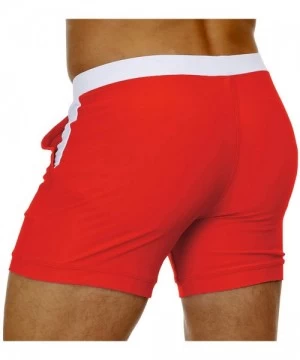 Briefs Men's Swim Trunks Square Leg Boxer Brief with Pockets Mesh Lining Beach Shorts Underwear - Red - CS18T7ULC6D