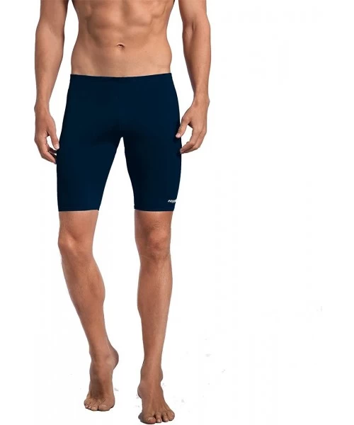 Racing Jammer Mens SwimsuitComfortable PBT Fabric for Competition Exercise Training - Navy Blue - CO18GNH4427