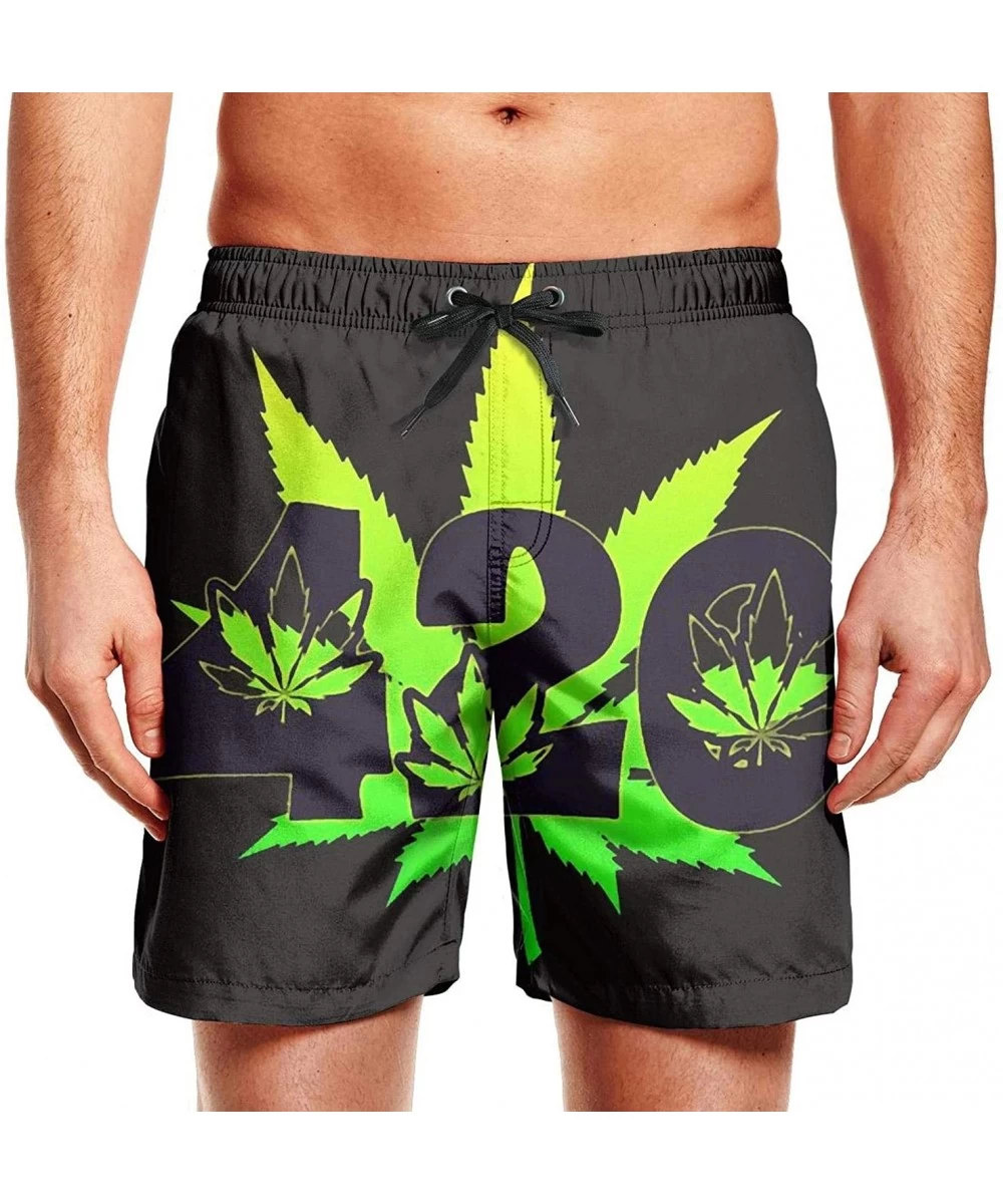 Board Shorts Men's 420 Cannabis Culture Green Swimming Trunks Beach Shorts Surfing Skate Shorts for Men Quick-Dry Boardshorts...