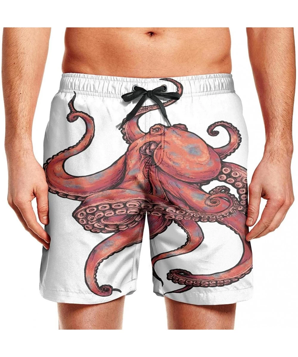 Board Shorts Men's Board Shorts Quick Dry Lime Fruit Swim Board Trunks - Octopus - CF18T4TY9MG