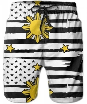 Board Shorts Men's American Flag Philippines Sun and Stars Board Shorts Swimming Shorts - White - CY18O9W85R4