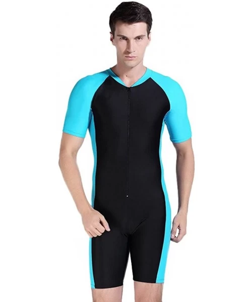 Racing Short Sleeve One Piece Swimwear Swimsuit - Light Blue-man - CS11XAY6Y1N