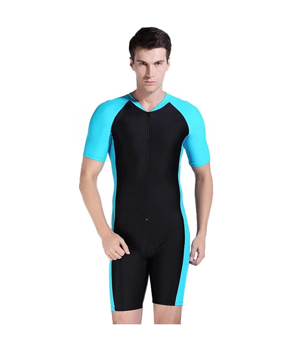 Racing Short Sleeve One Piece Swimwear Swimsuit - Light Blue-man - CS11XAY6Y1N