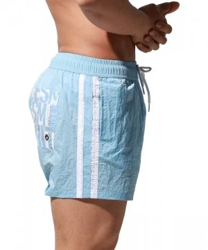 Board Shorts Men's Quick-Dry Gay 80's Short Board Shorts Beachwear Striped Old-Fashioned - Light Blue - CD1905L6GU3