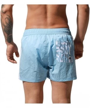 Board Shorts Men's Quick-Dry Gay 80's Short Board Shorts Beachwear Striped Old-Fashioned - Light Blue - CD1905L6GU3