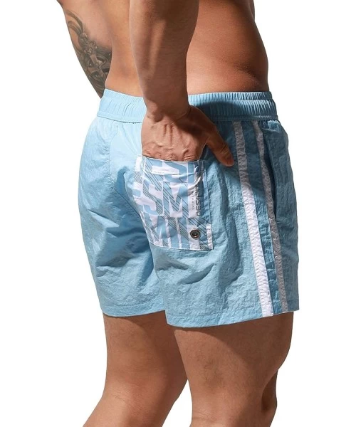 Board Shorts Men's Quick-Dry Gay 80's Short Board Shorts Beachwear Striped Old-Fashioned - Light Blue - CD1905L6GU3