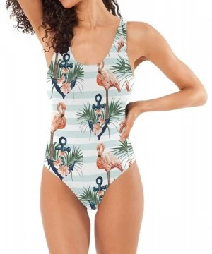 One-Pieces Womens 2019 Pop Art Style One Piece Monokini Swimsuit Sexy Backless Retro Bathing Suit - Anchor Flamingo - CJ18M3W...