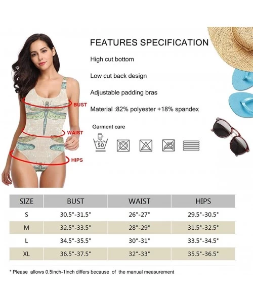 One-Pieces Women One Piece Swimsuit Monokini Halter Neck Swimdress Retro Boho Beachwear - Dragonflies - C31933O68Z9