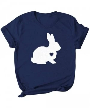 Rash Guards GUASS What Bunny Butt Easter Shirts for Women Easter Bunnies Print T Shirt Short Sleeve Top Tees Blouse - Za-navy...