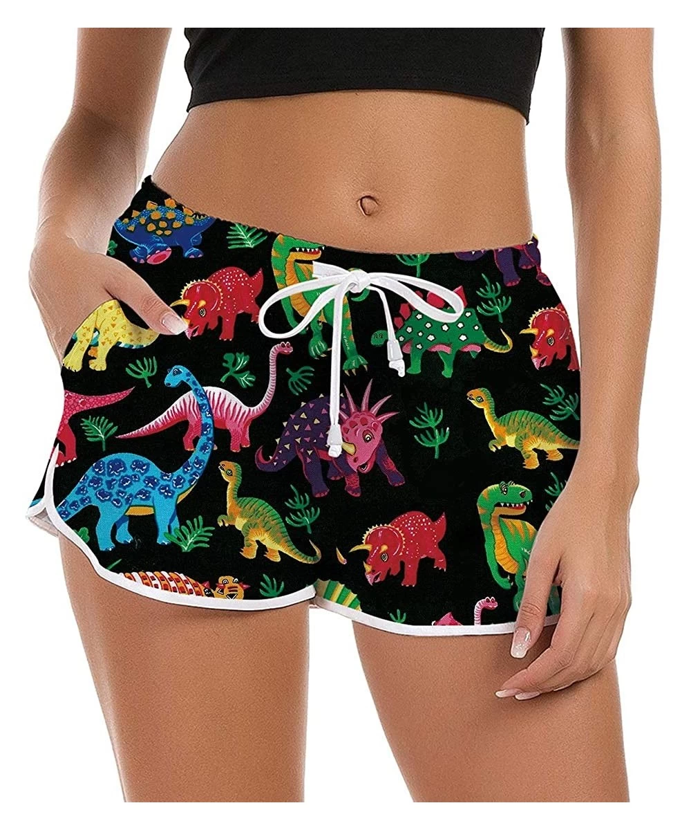 Board Shorts Women's Drawstring Board Shorts Quick Dry Stretch Novelty Patterns Swimsuits Swimwear Bottoms S-XXL - Dinosaur-2...