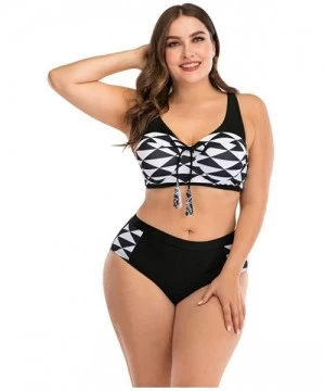 Sets Plus Size Womens High-Waisted Bikini Set Two Pieces Beach Swimwear Bathing Suit Swimsuits - 024 White - CK194DSXDTR