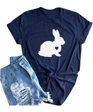 Rash Guards GUASS What Bunny Butt Easter Shirts for Women Easter Bunnies Print T Shirt Short Sleeve Top Tees Blouse - Za-navy...