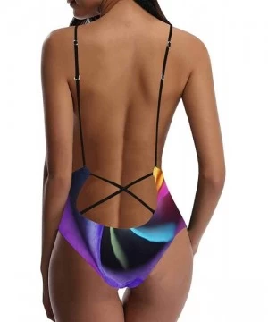 One-Pieces Tie Dye and Rainbow V-Neck Women Lacing Backless One-Piece Swimsuit Bathing Suit XS-3XL - Design 10 - C818RAXAHKZ