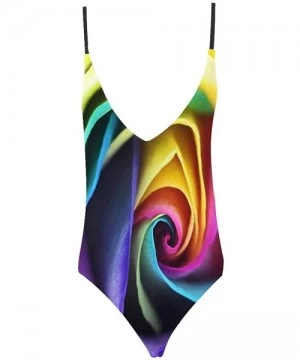 One-Pieces Tie Dye and Rainbow V-Neck Women Lacing Backless One-Piece Swimsuit Bathing Suit XS-3XL - Design 10 - C818RAXAHKZ