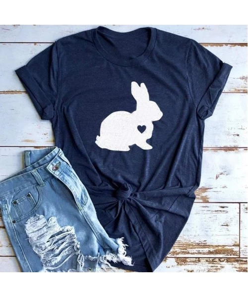 Rash Guards GUASS What Bunny Butt Easter Shirts for Women Easter Bunnies Print T Shirt Short Sleeve Top Tees Blouse - Za-navy...