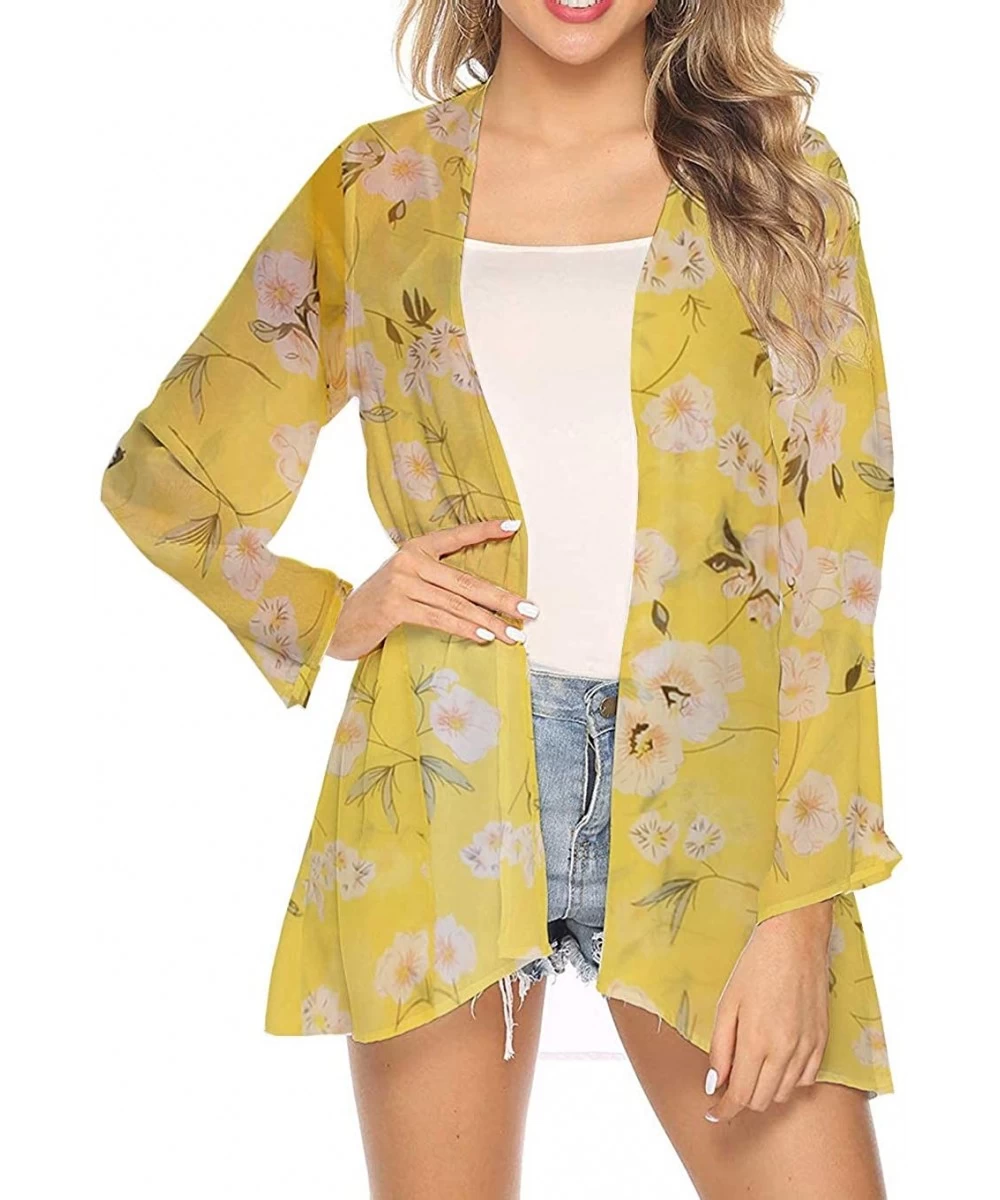 Cover-Ups Women's Chiffon Boho Kimono Cardigan Beach Cover Shawl - Color 11 - CM18Q7I28IX