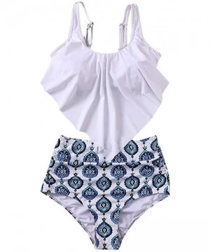 Sets Swimsuits for Women Tankini Set Tummy Control Two Piece Ruffled Top with High Waisted Bottom Bikini S-3XL MURTIAL - Blue...