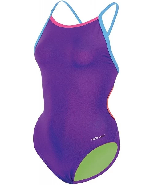 Racing Bellas Solids Butterfly Back ONE Piece Swimsuit Womens - Blue - C61219ZDYJP