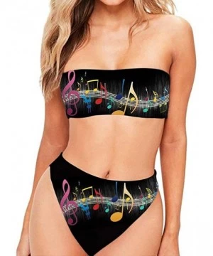 Sets Two Pieces Women's Swimsuit Bandeau Colorful Galaxy High Waisted Bikini Bathing Suits Bikini Sets - Music 7 - C1195AMO5H0