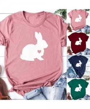 Rash Guards GUASS What Bunny Butt Easter Shirts for Women Easter Bunnies Print T Shirt Short Sleeve Top Tees Blouse - Za-navy...