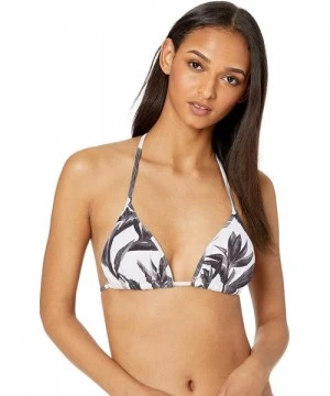 Tops Women's DITA Triangle Slider Bikini Top Swimsuit - Black White Ribbed Floral - CD18Z05UZXH