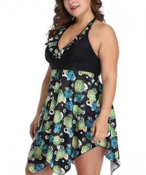 Sets Women's Halter Swimdress Plus Size Two Piece Swimsuit Tankini Set - Style 2 - C218R42QRHH